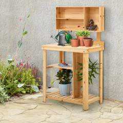 Masă de grădină cu raft 80 x 43 x 136,5 cm | culoare naturală č.1